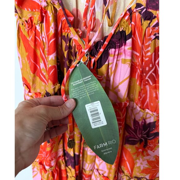 NWT Farm Rio Beige Jungle Panther Lenzing™ Ecovero™ Viscose Maxi Dress, Size XL - Picture 10 of 12